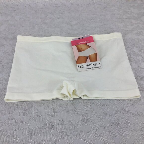 barely there Flawless Fit Microfiber White Boyshort Panty Size M/6 - Picture 4 of 11